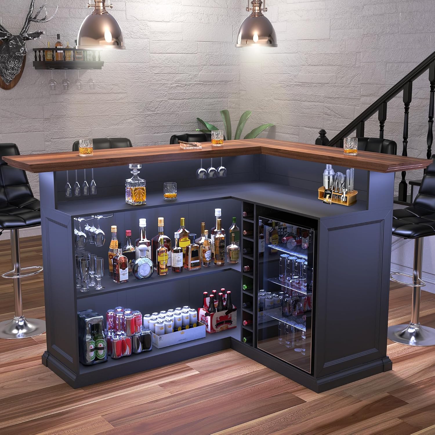 Home Bar Lounge - Mueble Bar en Forma de L