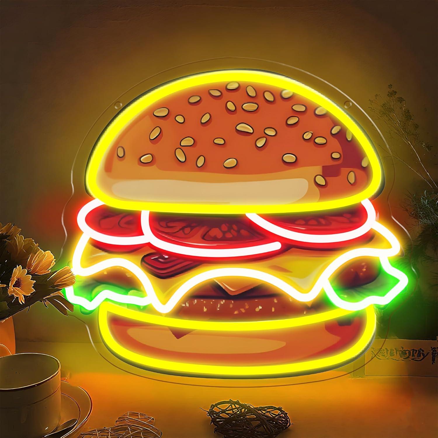 Home Bar Signs - Letrero Luminoso LED de Hamburguesa, Luz