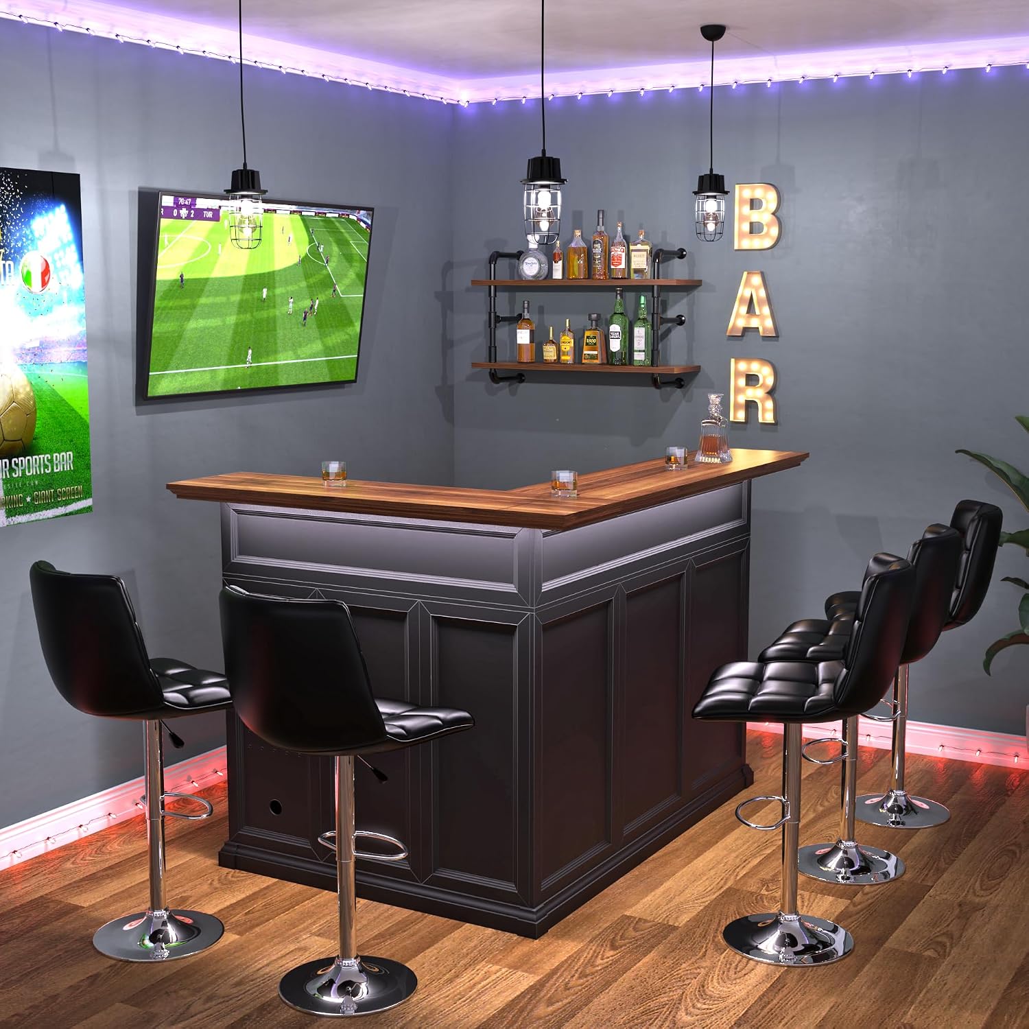 Mueble Bar en Forma de L con E - Home Bar Lounge reseña y precio