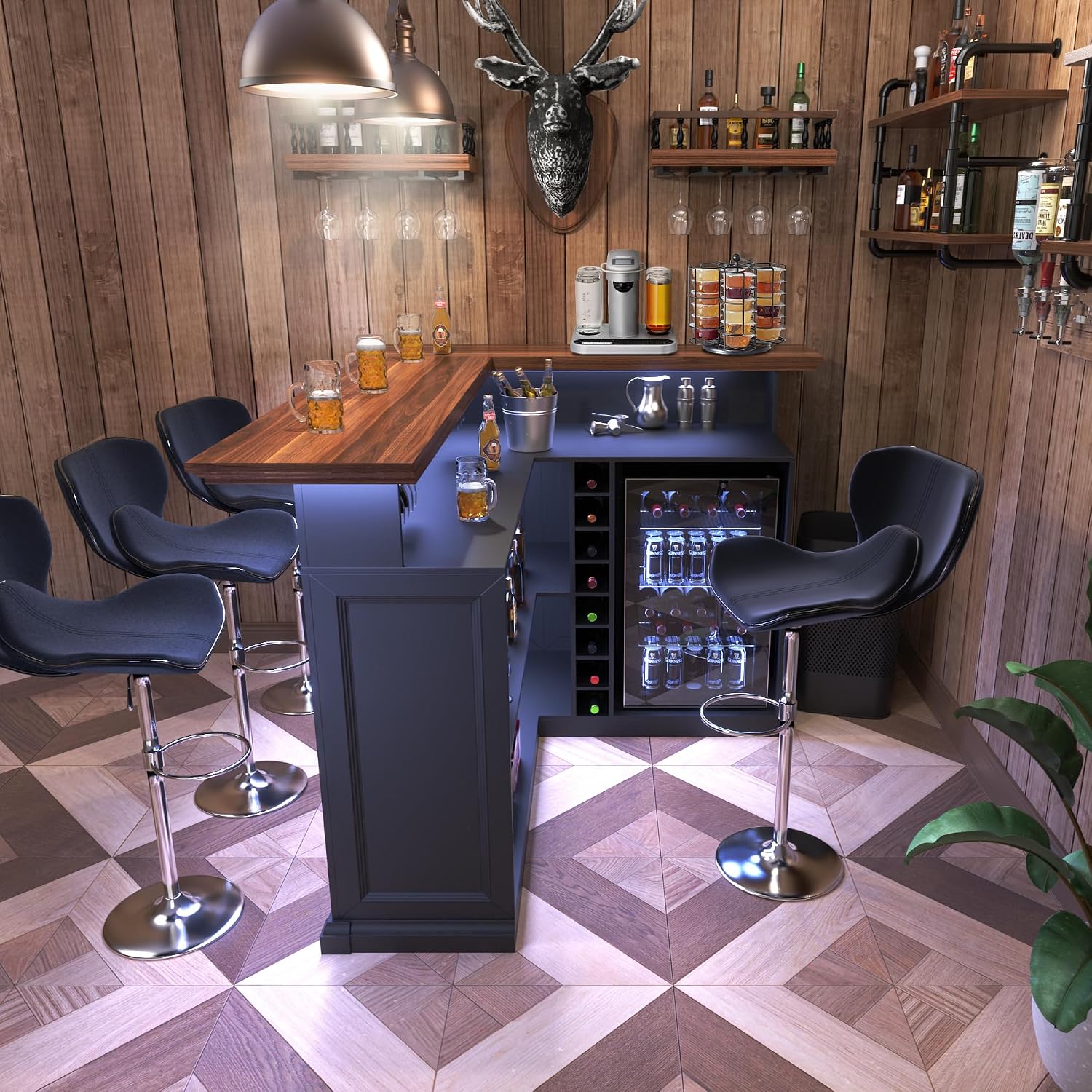 Mueble Bar en Forma de L con E - Home Bar Lounge reseña y precio